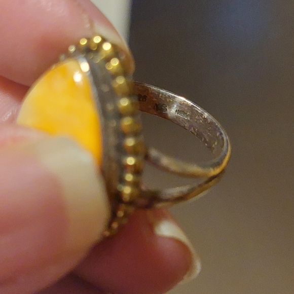 Sterling and septarian stone ring 6/7 jewelry estate statement - Picture 5 of 5